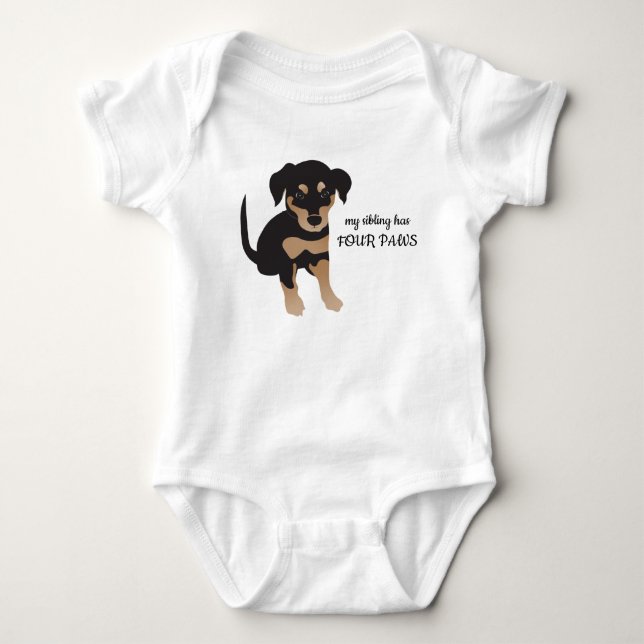 Geschwister hat vier Bilder von Hunden Baby Strampler (Vorderseite)