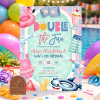 Geschwister-Joint-Jungen-Poolparty doppelt so viel