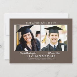 Geschwister Zwei-Foto-Abschluss-Ankündigung Einladung