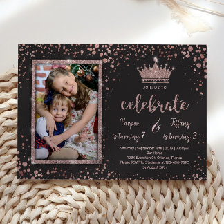 Geschwisterschwester PRINCESS Joint Glam Birthday  Einladung
