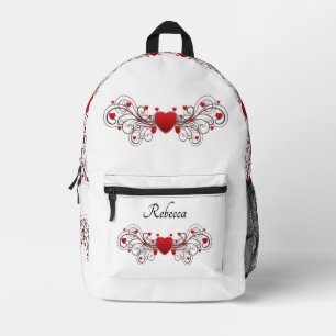 Geschwungene Herzen auf weiß personalisiert Bedruckter Rucksack