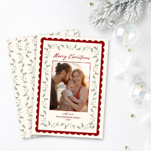 Geschwungene Weihnachtsfamilienfoto Feiertagskarte