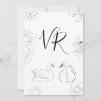 Geschwungener Schwan und florale Save-the-Date-Kar