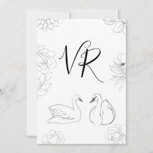 Geschwungener Schwan und florale Save-the-Date-Kar Save The Date