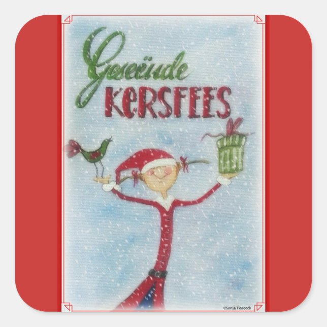 Geseende Kersfees Quadratischer Aufkleber (Vorderseite)