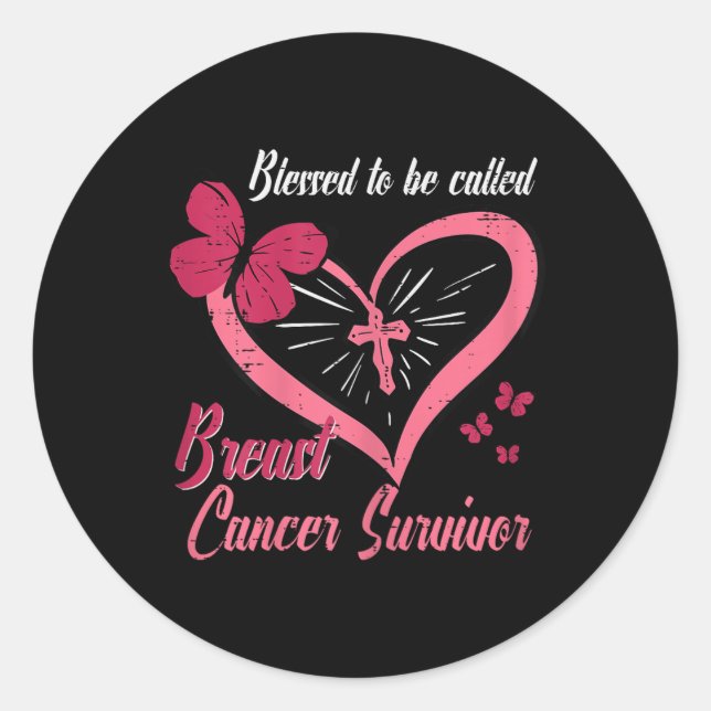 Gesegnet, als Brustkrebs Überlebender Christus bez Runder Aufkleber (Vorderseite)