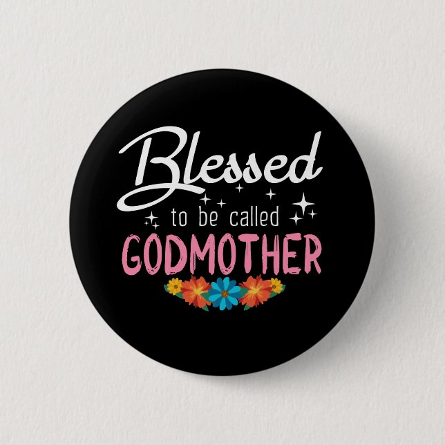 Gesegnet als Godmutter Button (Vorderseite)