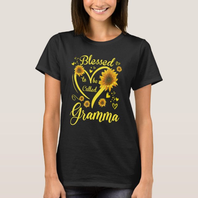 Gesegnet, als Gramma Sonnenblume Muttertag genannt T-Shirt (Vorderseite)