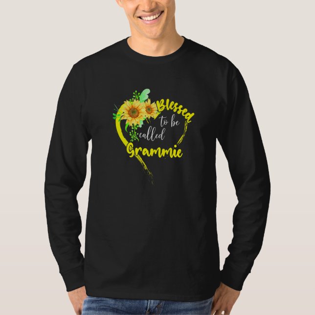 Gesegnet als Grammie Sonnenblume Grammie Mot T-Shirt (Vorderseite)
