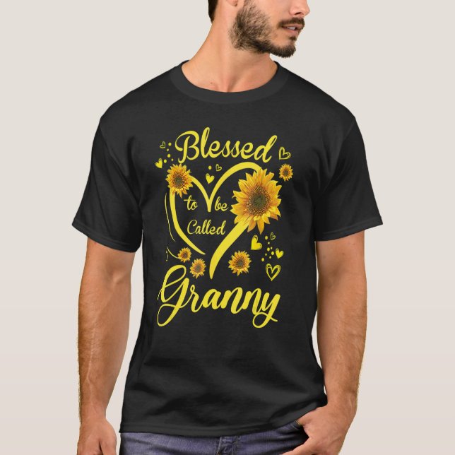 Gesegnet, als Granny Sonnenblume Muttertag genannt T-Shirt (Vorderseite)