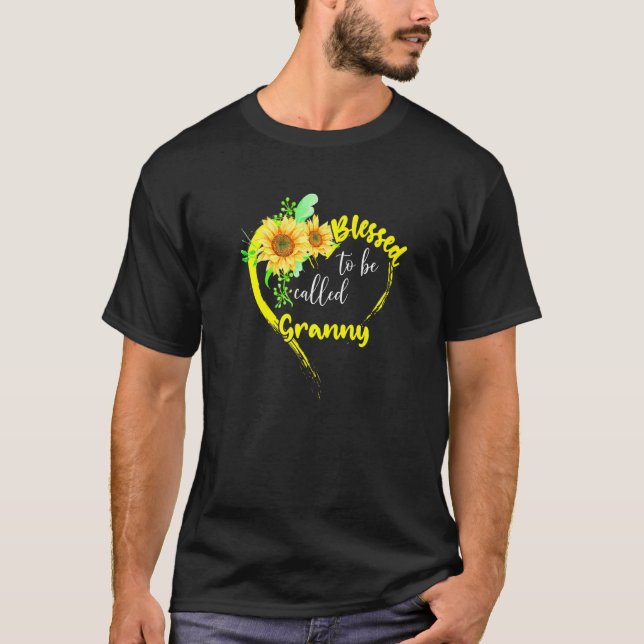 Gesegnet als Granny Sunflower Granny Mothe T-Shirt (Vorderseite)