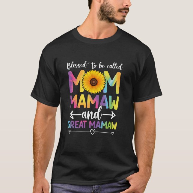 Gesegnet als Mama Mamaw und Großes Mamaw Lon T-Shirt (Vorderseite)