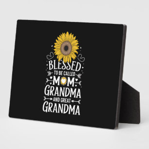 Gesegnet, als Mama Oma große Sonnenblume genannt z Fotoplatte