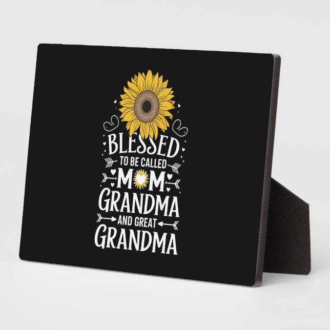 Gesegnet, als Mama Oma große Sonnenblume genannt z Fotoplatte (Seite)