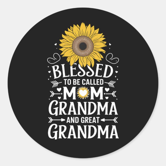 Gesegnet, als Mama Oma große Sonnenblume genannt z Runder Aufkleber (Vorderseite)