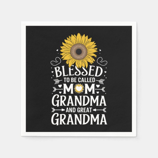 Gesegnet, als Mama Oma große Sonnenblume genannt z Serviette (Vorderseite)