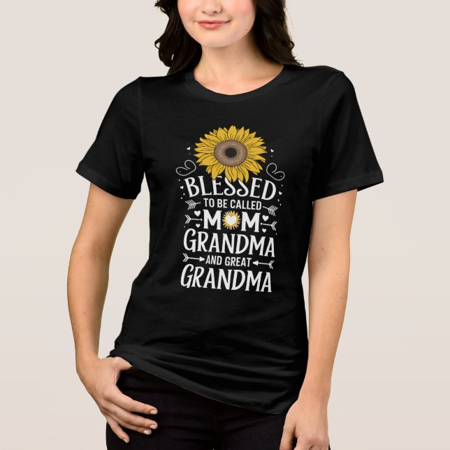 Gesegnet, als Mama Oma große Sonnenblume genannt z Tri-Blend Shirt (Vorderseite)