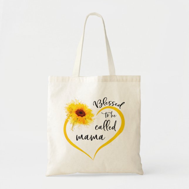 Gesegnet als Mama Sonnenblumen Geschenke Tragetasche (Vorne)