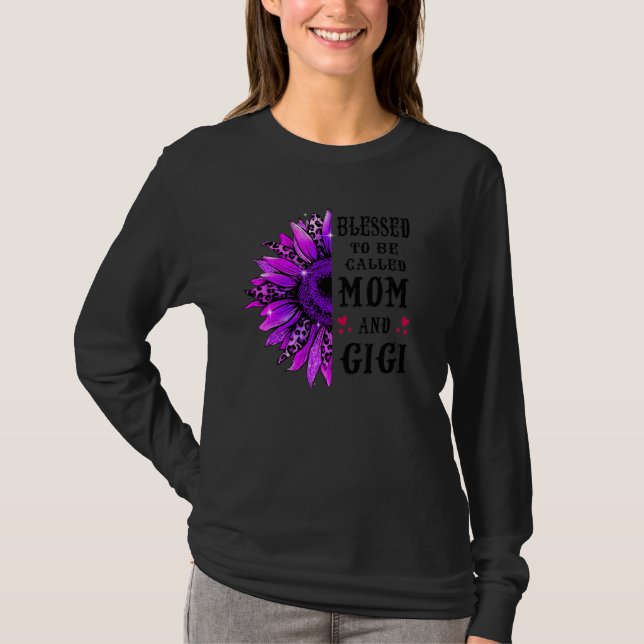 Gesegnet als Mama und Gigi Sonnenblume Niedlich T-Shirt (Vorderseite)