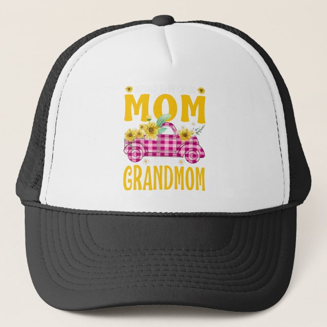 Gesegnet als Mama und Großmutter Sunflower.pn Truckerkappe (Vorderseite)
