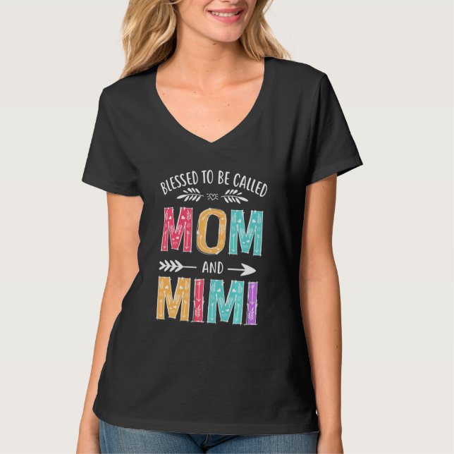 Gesegnet, als Mama und Mimi Funny Mütter Da genann T-Shirt (Vorderseite)