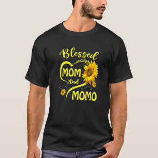 Gesegnet als Mama und Momo Sonnenblume Mutter gena T-Shirt