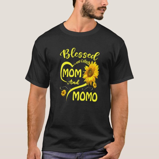 Gesegnet als Mama und Momo Sonnenblume Mutter gena T-Shirt (Vorderseite)