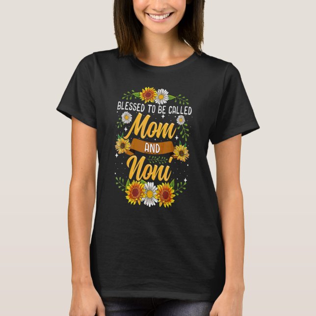 Gesegnet als Mama und Noni Sonnenblumen Co T-Shirt (Vorderseite)