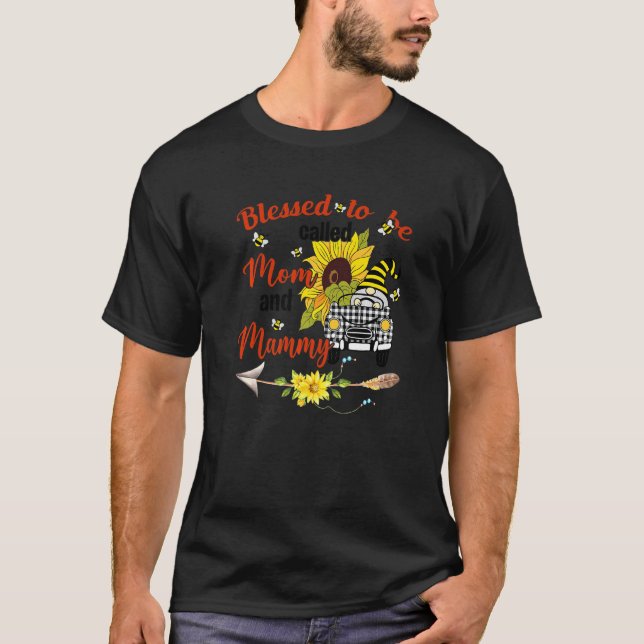 Gesegnet, als Mammy Gnome Sonnenblume Mutter genan T-Shirt (Vorderseite)