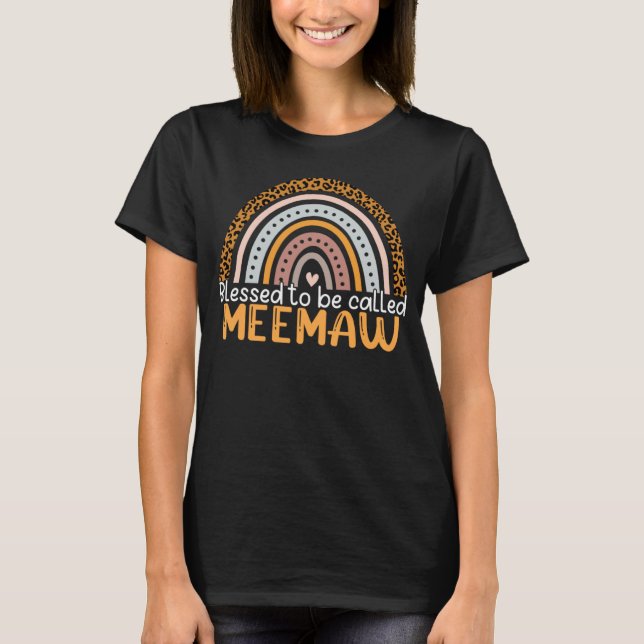 Gesegnet als Meemaw Leopard Rainbow Best T-Shirt (Vorderseite)