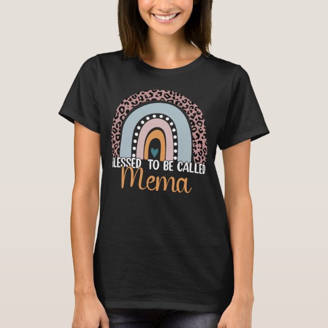 Gesegnet, als Mema Rainbow Leopard Mama Gran T-Shirt (Vorderseite)
