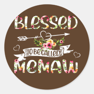 Gesegnet als Memaw Floral Funny Oma Runder Aufkleber