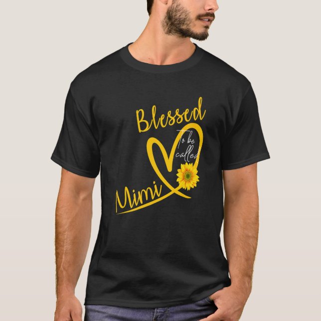 Gesegnet, als Mimi Herz Sonnenblume Mutter genannt T-Shirt (Vorderseite)