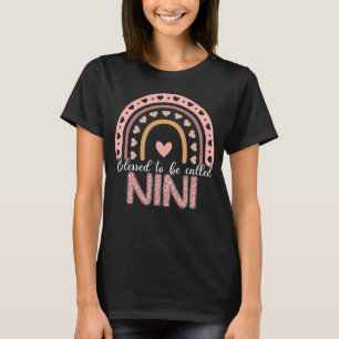 Gesegnet als Niedliche Mama Nini Leopard Regenboge T-Shirt