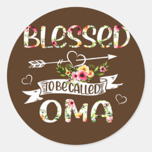 Gesegnet als Oma Floral Funny Oma Runder Aufkleber