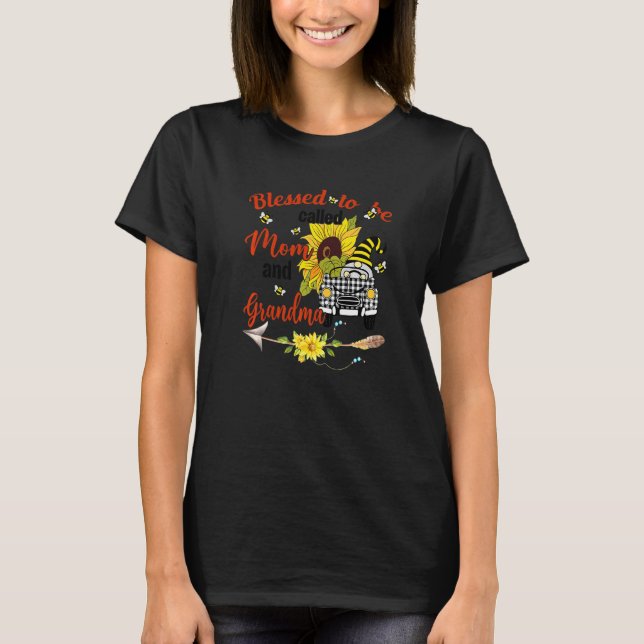 Gesegnet, als Oma Gnome Sonnenblume Mothe genannt  T-Shirt (Vorderseite)