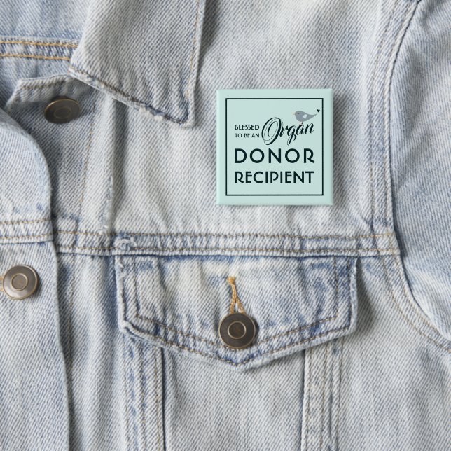Gesegnet als Organspender Empfänger Pastel Blue Button (Beispiel)