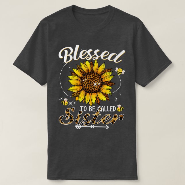 Gesegnet, als Schwester Funny Leopard Sunflove gen T-Shirt (Design vorne)