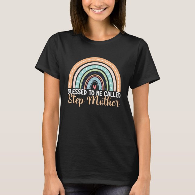 Gesegnet als Stepmutter Rainbow Mother s d T-Shirt (Vorderseite)
