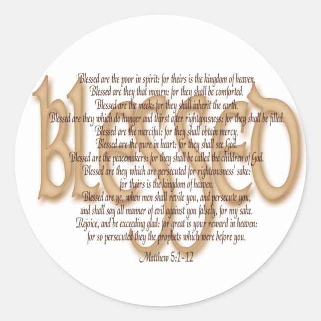 Gesegnet - Beatitudes Runder Aufkleber (Vorderseite)