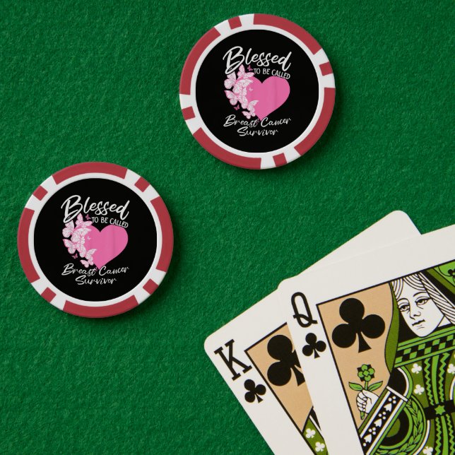 Gesegnet, Brustkrebsüberlebender genannt zu werden Pokerchips (Pokertisch (doppelt))