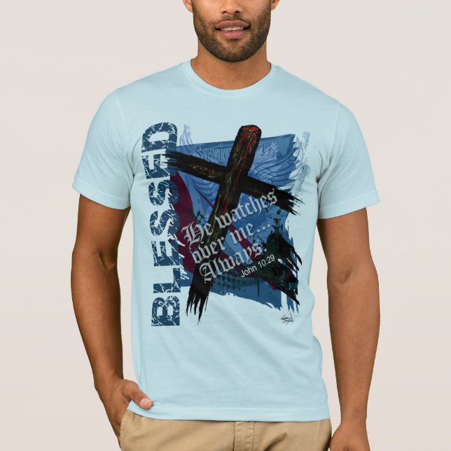 Gesegnet - christliches Bibelscripture-John-10:29 T-Shirt (Vorderseite)