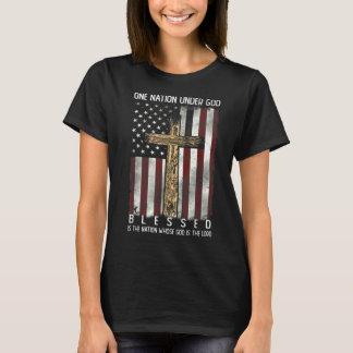 Gesegnet eine Nation unter Gott Christlich Patriot T-Shirt