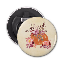 Gesegnet - Fall Pumpkin mit rosa Blume Flaschenöffner