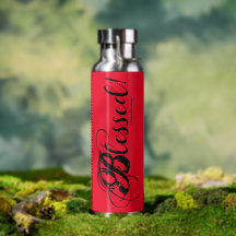 Gesegnet! Flasche (rot/silber)