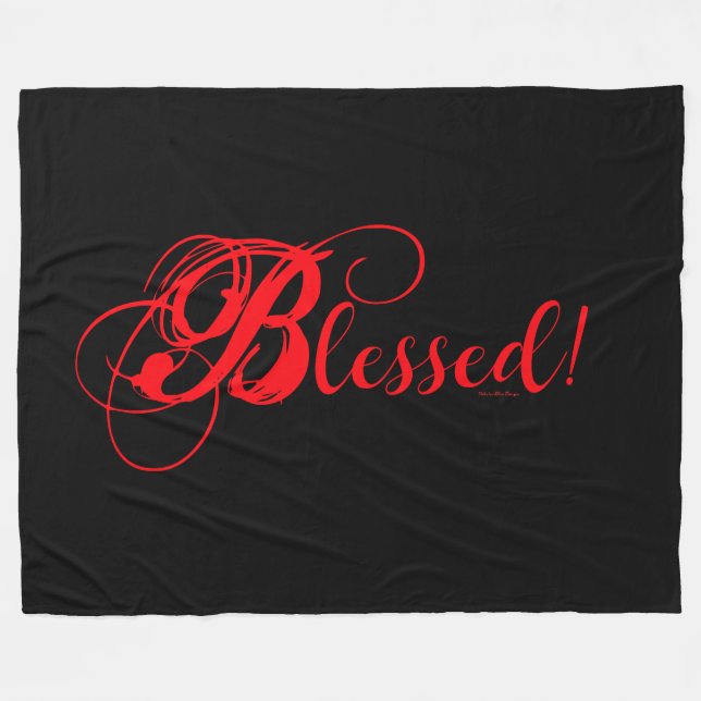 Gesegnet! Fleece-Decke (Schwarz/Rot) Fleecedecke (Vorderseite (Horizontal))
