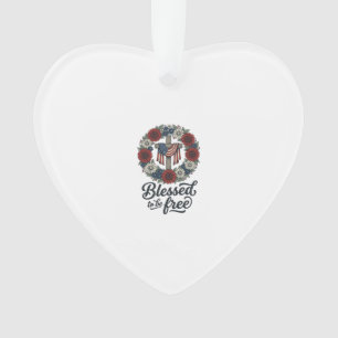 Gesegnet Frei zu sein Patrioten Blumenkreuz Shirt_ Ornament