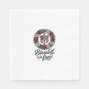 Gesegnet Frei zu sein Patrioten Blumenkreuz Shirt_ Serviette