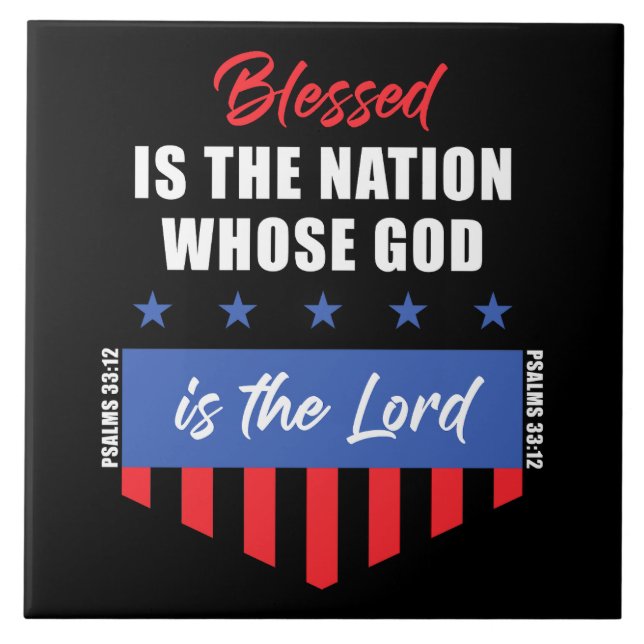 Gesegnet ist die Nation - Christlich Patriotic USA Fliese (Vorderseite)