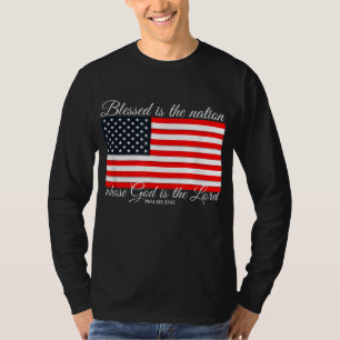 Gesegnet ist die Nation Psalm 3312 4. Juli Flag T-Shirt